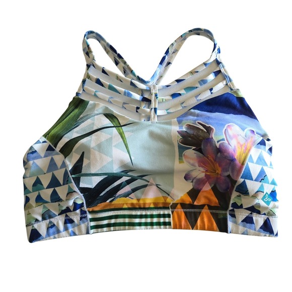 Prana Other - Prana Womens Strappy Sports Bra Tropical Print Large Riestling Yoga